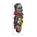 Adhesivo de tatuaje temporal para brazo completo con diseño detallado de calavera y Medusa. - WB-003 / 17*48 CM