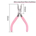 Mini pinza rosa a becchi lunghi in acciaio al carbonio per gioielli DIY, 12 cm, senza denti - Mini Pinze a Becchi Mezzotondi (Lisci) / 12cm / Rosa