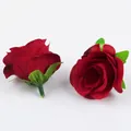 Set of two red artificial silk rose heads for DIY handmade crafts and wedding decorations - Mini Rose Bud / 4.50cm