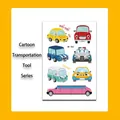 Set of colorful cartoon vehicle temporary tattoos featuring various cars for children - Vehicle Style (WK-084) / 1 Piece