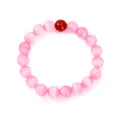 Elegant roze kattenoogsteen kralenarmband met een unieke enkele rode accent edelsteen kralen - Roze Kattenoog Stijl