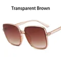 Fashionable oversized square sunglasses with transparent tea frames for women - Champagne Frame Tea Lens