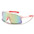 Pink and red children's oversized sports cycling sunglasses with gradient mirrored lens - Pink Frame Pink Mirror Lens (5553)