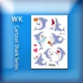 Children's cute cartoon shark temporary tattoo sheet featuring aquatic sea animal designs - Funny Ice Cream Shark (WK-171)