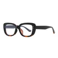 Classic square anti-blue light glasses featuring black tortoise frame and metal rice pins - Black and Tortoise Frame Blue Light Blocking / Black/Tortoiseshell