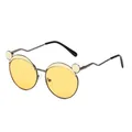 Polarized children's metal sunglasses with cute bear ear design and yellow lenses - Curved Leg Style / Gunmetal Frame Yellow Lens