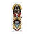 Pegatina de tatuaje temporal para brazo completo con diseño de gorila y florales - WB-004 / 17*48 CM