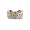 Elegante tweekleurige madeliefje ring van titanium staal, uniek verstelbaar ontwerp - 7 / Herenstijl Koperlegering / Staalkleur
