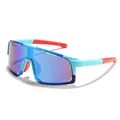 Children's oversized blue cycling sunglasses with mirrored lenses for outdoor sports - Blue Frame Blue Mirror Lens (5553)