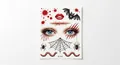 Halloween face tattoo sticker with bat and scar designs for costume parties - FK-004