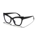 Elegant black cat-eye anti-blue light glasses frame with fashionable oversized design - Black Frame