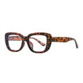 Stylish square tortoise shell frame glasses featuring anti-blue light lenses and silver studs - Demi Frame Anti-blue Light / Tortoise