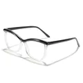 Stylish black and clear irregular polygonal eyebrow glasses frame for a chic look - Black and Transparent Anti-Blue Light / As Shown