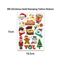 Christmas gold foil temporary tattoo sheet with Santa, reindeer and snowman designs - Christmas Series (WE-034) / 10.5x18cm