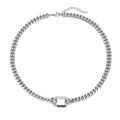 Zilveren titaniumstalen herenketting met karabijnhaak hanger in curb stijl, hiphop mode - Ketting-50cm