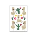 Cute cartoon alpaca and cactus temporary tattoo stickers for kids, sheet model wy-006 - Hand-painted Style Alpaca (WY-006) / 7.5x11cm