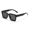 Chic black square frame sunglasses with UV protection for modern street style - Bright Black Frame Grey Lens