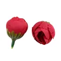Realistic red artificial silk flower heads for DIY headwear and wedding wall decor - Oil Painting Style Flower Bud