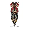 Full arm temporary tattoo sticker with gothic wolf, skull, and rose design - WB-005 / 17*48 CM