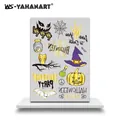 Halloween gold foil temporary tattoo sheet with pumpkin and bat designs for kids - WE-027 / 10.8x18cm