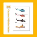 Colorful kids cartoon helicopter temporary tattoo stickers with four unique aircraft designs - Vehicle Style (WK-092) / 1 Piece