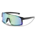 Children's cycling sunglasses with oversized iridescent shield lens and black frame - Black Frame Gold Mirror Lens (5553)
