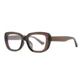 Stylish rectangular anti-blue light glasses with brown transparent frame and metal pins - Brown