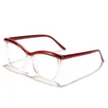 Red and clear irregular polygon browline glasses frame with anti-blue light lenses - Burgundy/Clear Blue Light Blocking / As Shown