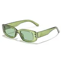 Trendy and stylish jelly green rectangular sunglasses with translucent frame for fashion. - Jelly Color Square (90027) / Olive Green
