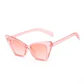Trendy vintage-inspired cat-eye sunglasses featuring a translucent pink frame and lenses - Transparent Pink