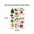 Christmas metallic gold tattoo sticker featuring Santa Claus and reindeer icons - Christmas Series (WE-035) / 10.5x18cm