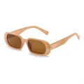 Retro small rectangular sunglasses with elegant beige frame and protective brown lenses for fashion - Jelly Tea