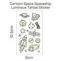 Luminous cartoon space themed temporary tattoo stickers for kids, sheet size 6x10.5cm - Glow-in-the-Dark Space Y-017 / 6*10.5cm