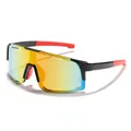 Children's oversized cycling sunglasses with mirrored iridescent lenses and red black frame - Black Frame Red Mirror Lens (5553)