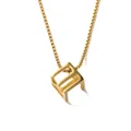Minimalistische vergoldete Hohlwürfel-Anhänger-Halskette mit robuster Box-Kette - 1314 Zauberwürfel Stil / Gold (1314)