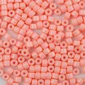 Cuentas de cristal cilíndricas rosa coral de 5x3 mm para proyectos de joyería DIY. - Paquete de 1g / Rosa Anaranjado
