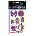 Feuille de tatouages Halloween fluorescents avec dessins de lion et crâne - Série Animale (DWYG-16)