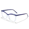 Stylish blue browline irregular polygonal glasses frame with anti-blue light lenses for daily wear. - Blue and Transparent Anti-Blue Light / As Shown
