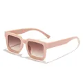Retro square frame sunglasses in soft pink with gradient brown lenses for a stylish look - Nude Pink Frame Gradient Tea Lens