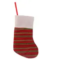 Festive knitted Christmas stocking featuring red and green metallic striped design - Red And Green Horizontal Stripes