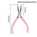Strumento per gioielli fai da te pinza a becchi tondi rosa in acciaio 12,5cm - Mini Pinze a Becchi Tondi / 12.5cm / Rosa