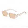 Retro rectangular sunglasses with light brown transparent frame and light tinted lenses - Transparent Frame Brown Lens