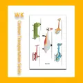 Kids temporary tattoo sheet with colorful cartoon helicopter transportation designs - Vehicle Style (WK-093) / 1 Piece