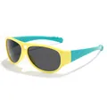 Occhiali da sole aviator per bambini con montura gialla e aste color verde acqua - Montatura Gialla Aste Verdi