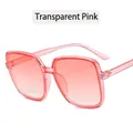 Oversized square sunglasses with transparent pink gradient lenses for women - Transparent Pink