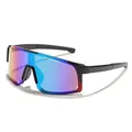 Children's large frame outdoor cycling sunglasses with blue and purple mirrored lens - Black Frame Green Mirror Lens (5553)