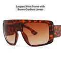 Lunettes de soleil oversize léopard avec verres dégradés marron de style vintage - Monture Léopard / Verres Thé
