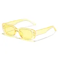 Fashionable small rectangular sunglasses with stylish transparent jelly yellow frames - Jelly Yellow Square (90027) / Transparent Yellow Frame Yellow Lens