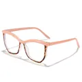 Stylish irregular polygon anti-blue light glasses with peach and tortoiseshell frame - Pink/Tortoise Blue Light Blocking / As Shown
