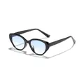 Eleganti occhiali da sole vintage cat-eye con montatura nera e lenti sfumate blu - Montatura Nera Lenti Blu